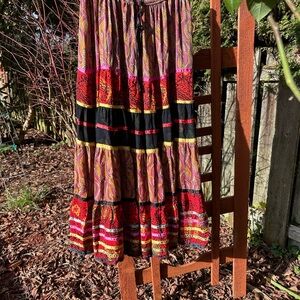 Marsh Landing BOHO Skirt Multicolor Maxi Ribbon trim, full flare